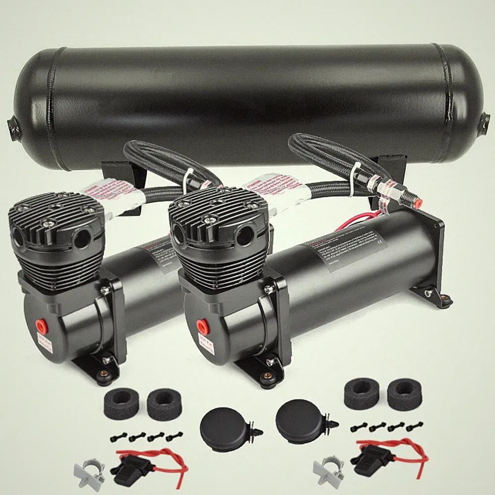200 PSI Air Compressor 2 PCS+4 Gallon Air Tank For Train Horns Suspension