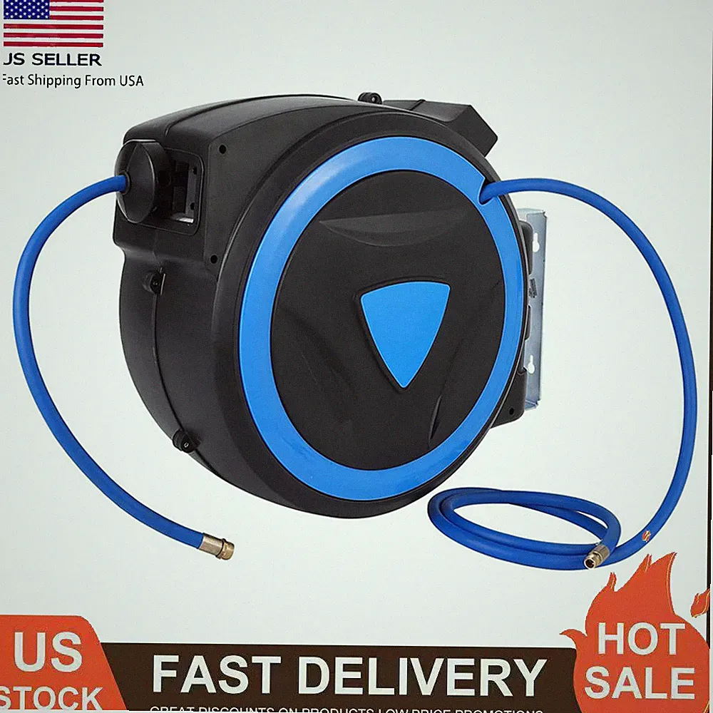 3/8''x 65FT Air Hose Reel Wall Mounted Hose Reel Heavy Duty Air Compressor Hose