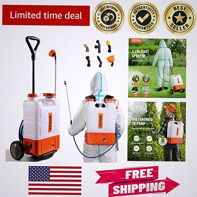 6 Nozzle 4 Gallon Battery Powered Sprayer with Adjustable Pressure for Home Use