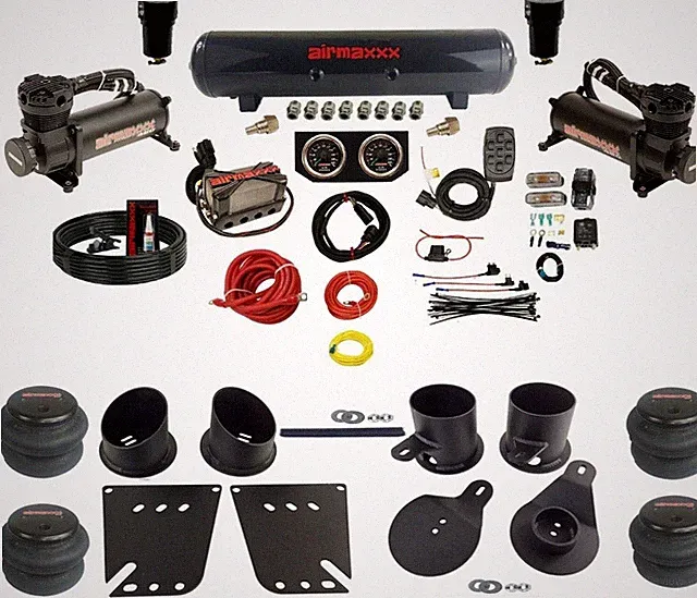 airmaxxx 3/8" Air Ride Kit with Manifold & 480 Black Fits 1958-64 Chevy Impala