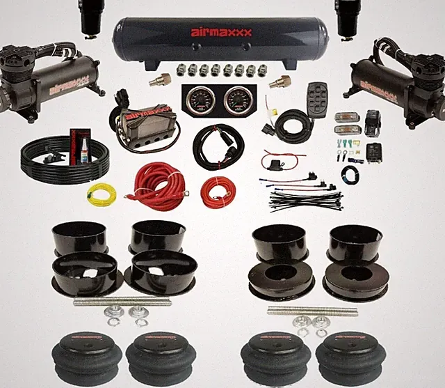 airmaxxx Air Ride Suspension Kit 3/8 Manifold Bags 480 Black For 71-96 GM B-Body