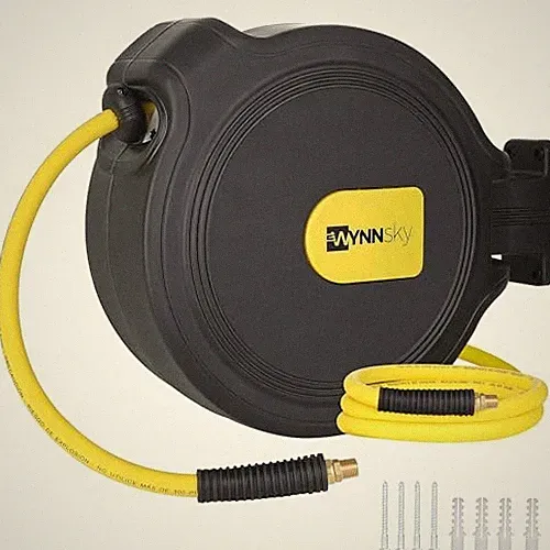 Automatic Retractable Enclosed Air Compressor Hose Reel with 3/8 inch x 50 ft