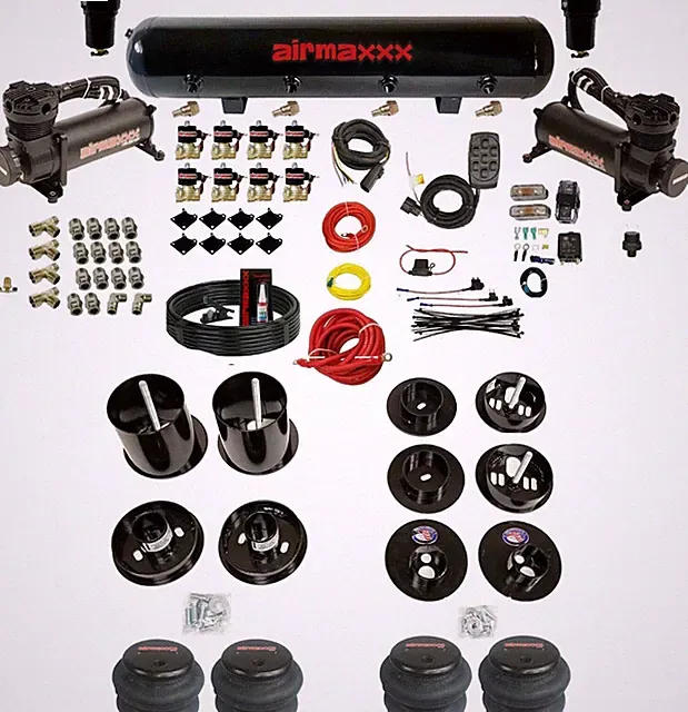 Complete FASTBAG 3/8" Air Ride Suspension Kit Bags 480 Black Fits 1965-1970 Cadi