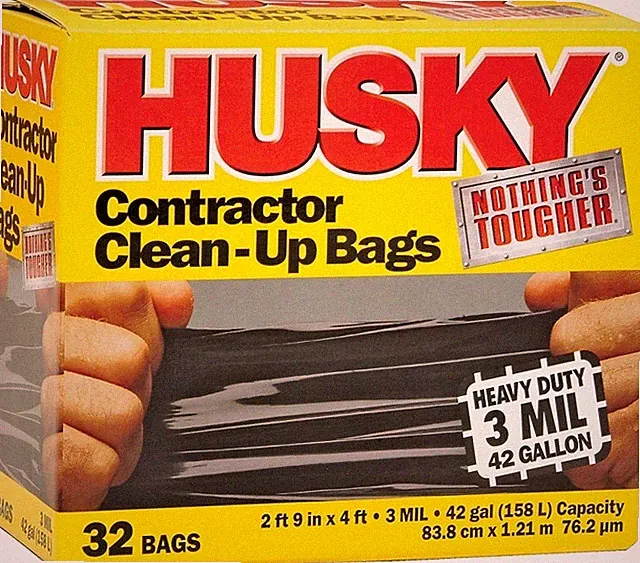 Husky 2' By 9" By 4' 3 Mil Black Contractor Clean-up 32 Bags - HK42WC032B