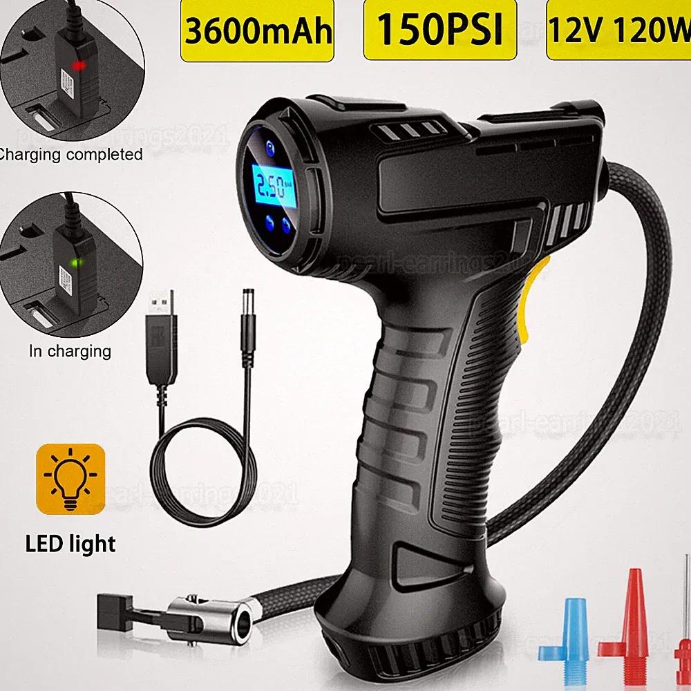 Tire Inflator Car Air Pump Compressor Electric Digital Auto USB Rechargeable 12V
